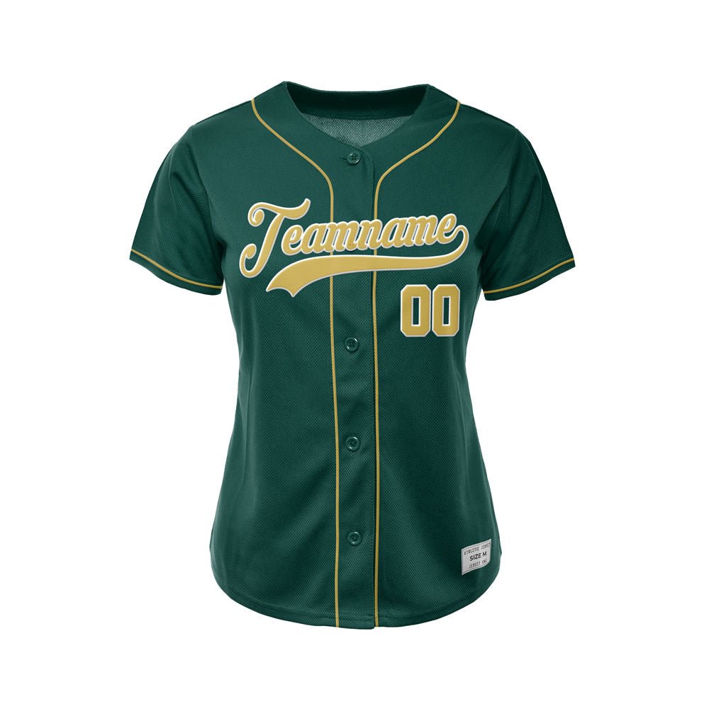 Women's Custom Deep Green Button Down Baseball Jersey