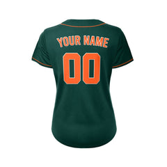 Women's Custom Deep Green Button Down Baseball Jersey
