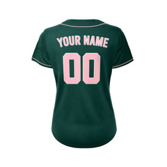 Women's Custom Deep Green Button Down Baseball Jersey