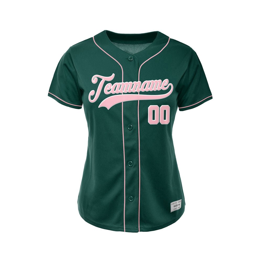 Women's Custom Deep Green Button Down Baseball Jersey