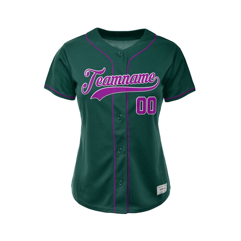 Women's Custom Deep Green Button Down Baseball Jersey