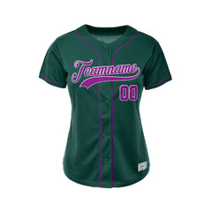 Women's Custom Deep Green Button Down Baseball Jersey