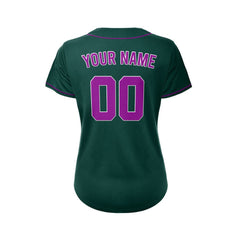 Women's Custom Deep Green Button Down Baseball Jersey