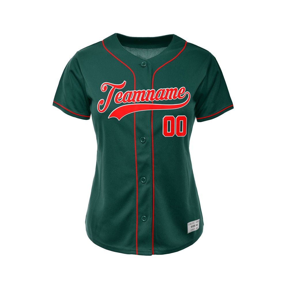 Women's Custom Deep Green Button Down Baseball Jersey