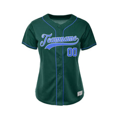 Women's Custom Deep Green Button Down Baseball Jersey