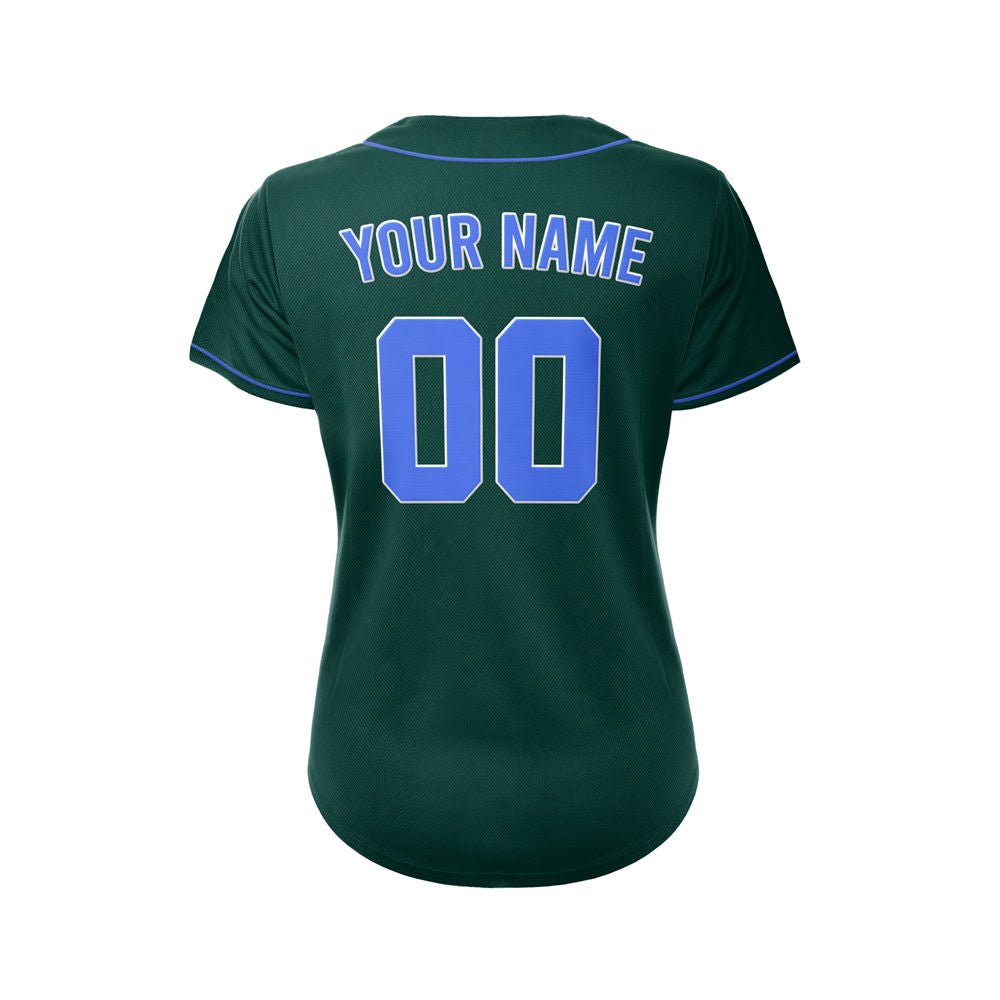 Women's Custom Deep Green Button Down Baseball Jersey