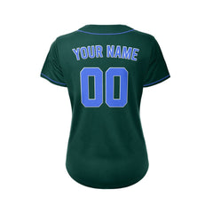 Women's Custom Deep Green Button Down Baseball Jersey