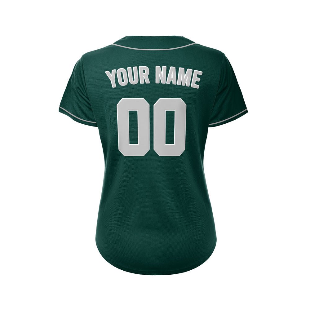 Women's Custom Deep Green Button Down Baseball Jersey