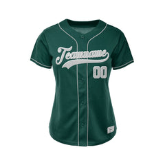 Women's Custom Deep Green Button Down Baseball Jersey