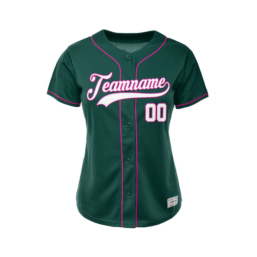 Women's Custom Deep Green Button Down Baseball Jersey
