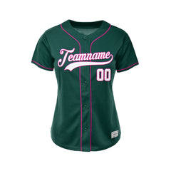 Women's Custom Deep Green Button Down Baseball Jersey