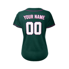 Women's Custom Deep Green Button Down Baseball Jersey