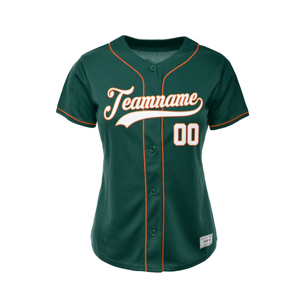 Women's Custom Deep Green Button Down Baseball Jersey