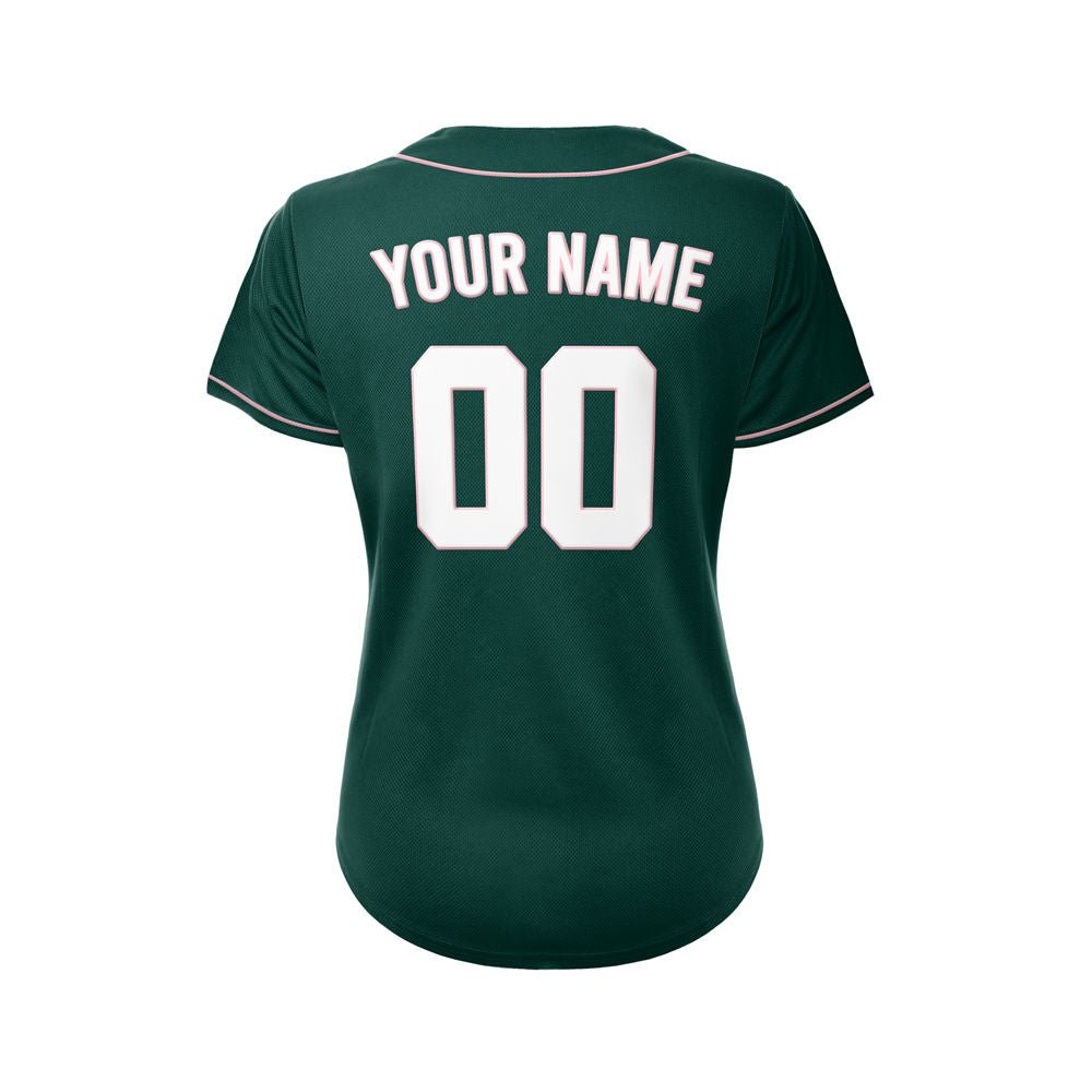 Women's Custom Deep Green Button Down Baseball Jersey