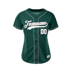 Women's Custom Deep Green Button Down Baseball Jersey