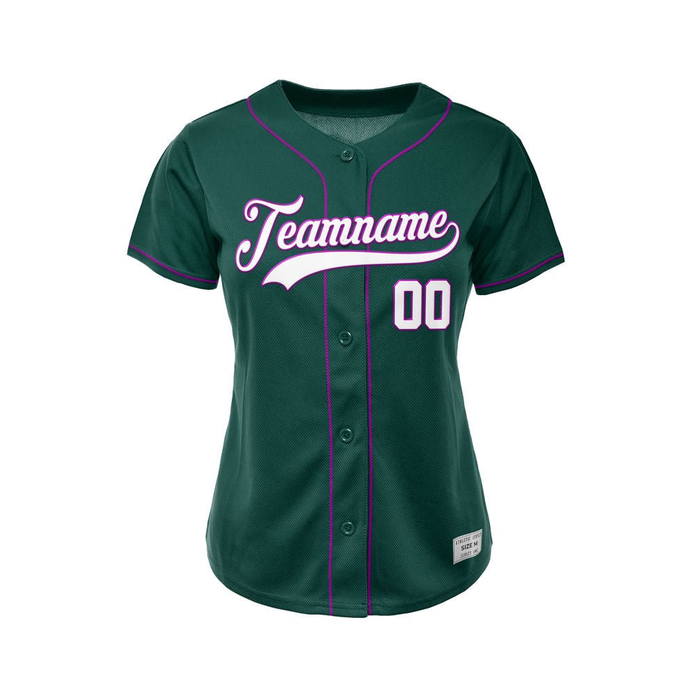 Women's Custom Deep Green Button Down Baseball Jersey