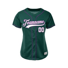 Women's Custom Deep Green Button Down Baseball Jersey