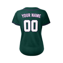 Women's Custom Deep Green Button Down Baseball Jersey