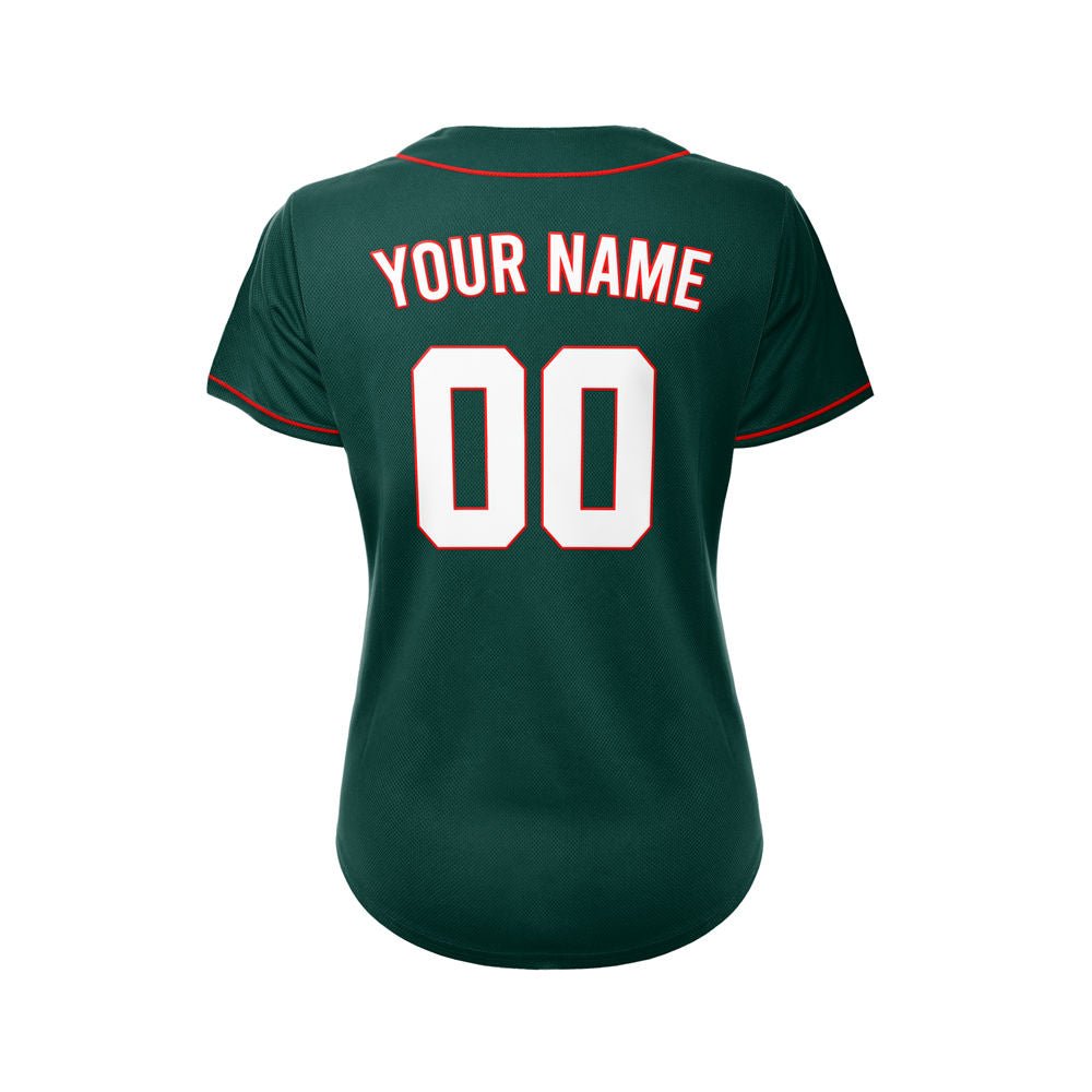 Women's Custom Deep Green Button Down Baseball Jersey