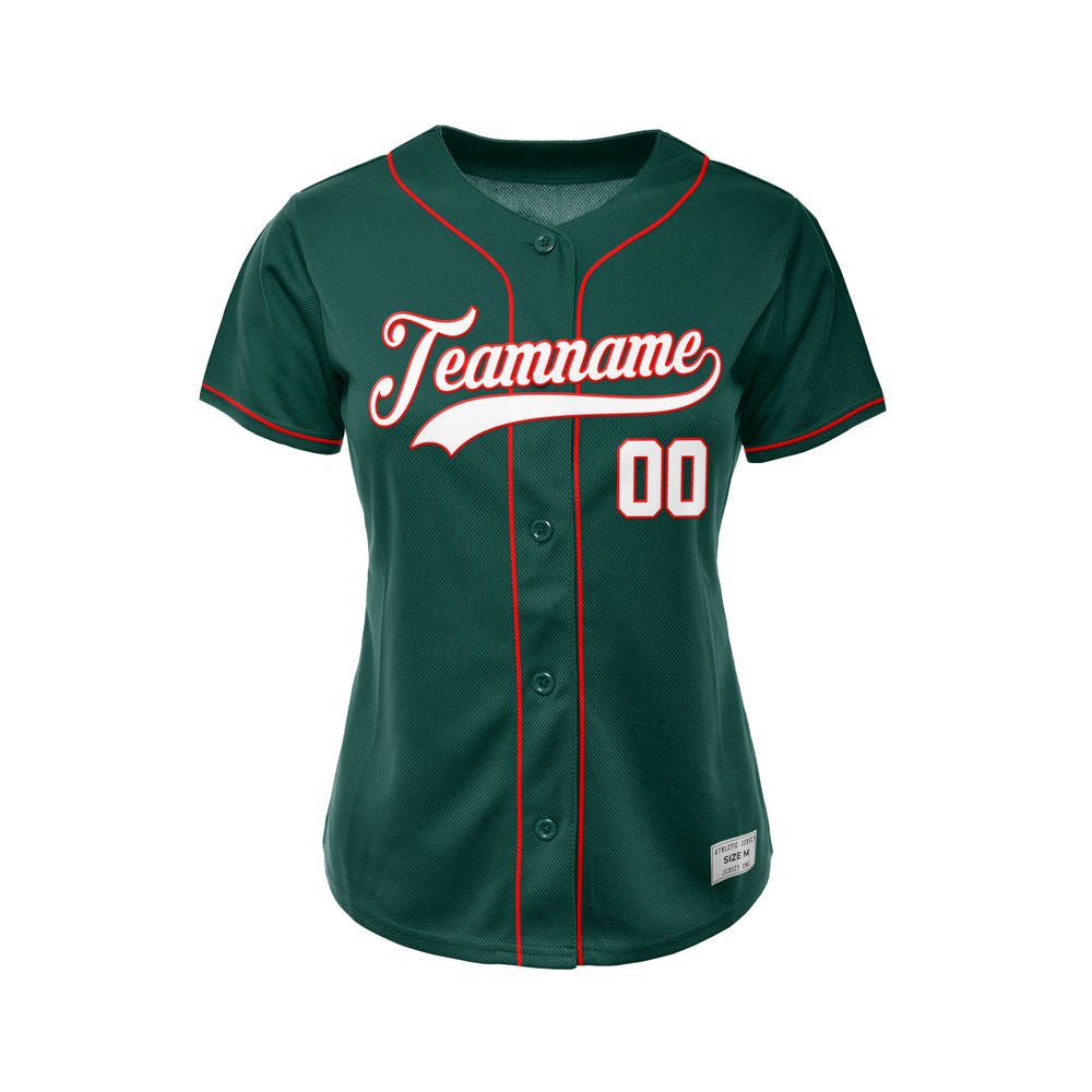 Women's Custom Deep Green Button Down Baseball Jersey