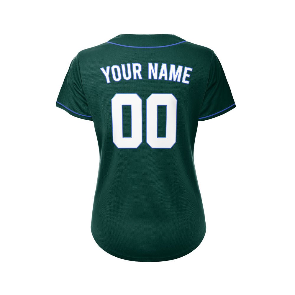 Women's Custom Deep Green Button Down Baseball Jersey