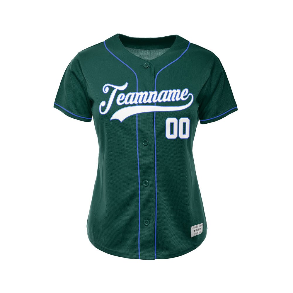 Women's Custom Deep Green Button Down Baseball Jersey
