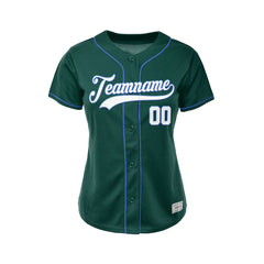 Women's Custom Deep Green Button Down Baseball Jersey