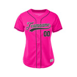 Women Custom Baseball Jersey Deep Pink Black Design Jersey One thumbnail