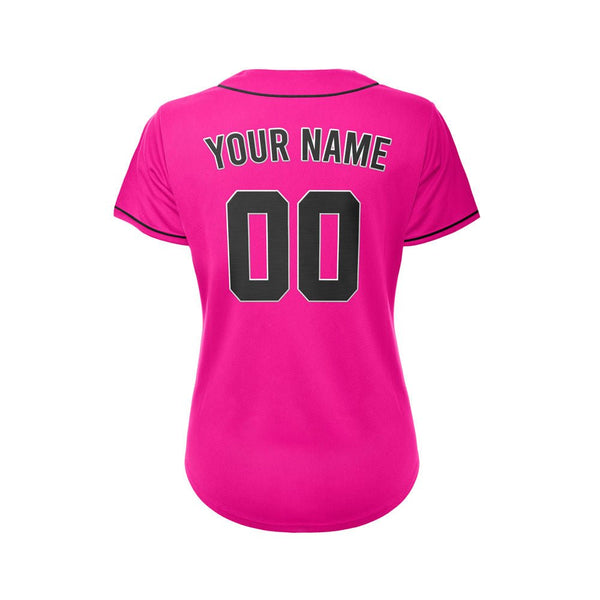 Women Custom Baseball Jersey Deep Pink Black Design Jersey One