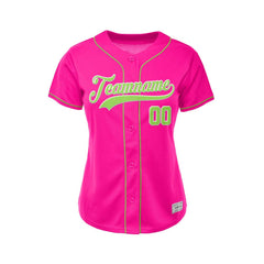 Women's Custom Deep Pink Button Down Baseball Jersey