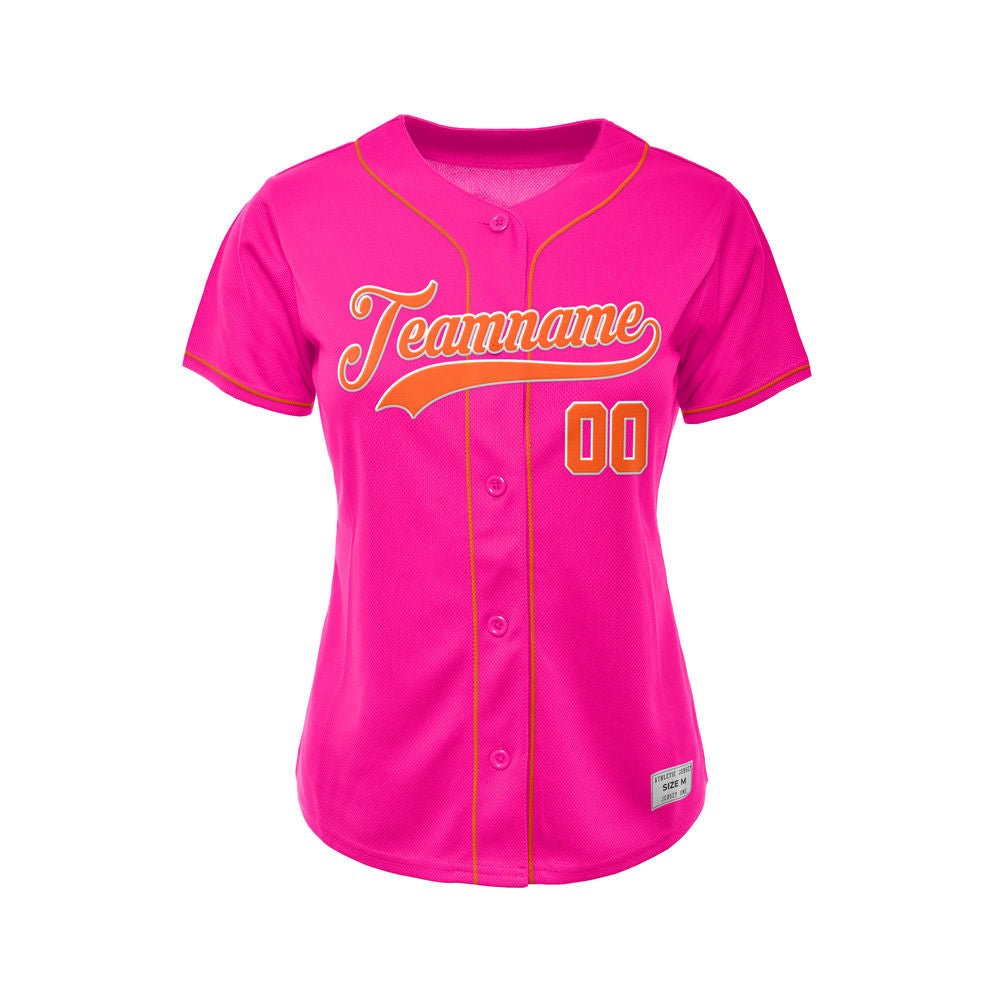 Women's Custom Deep Pink Button Down Baseball Jersey