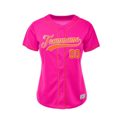 Women's Custom Deep Pink Button Down Baseball Jersey