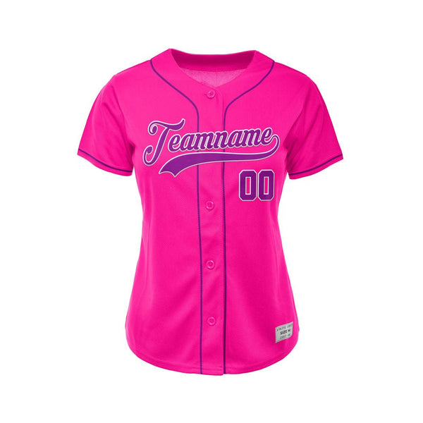 Women&#39;s Custom Deep Pink Button Down Baseball Jersey