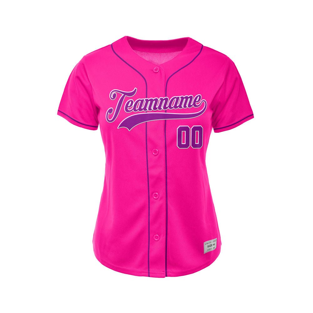 Women's Custom Deep Pink Button Down Baseball Jersey
