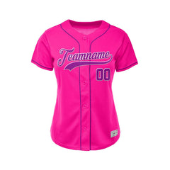 Women's Custom Deep Pink Button Down Baseball Jersey