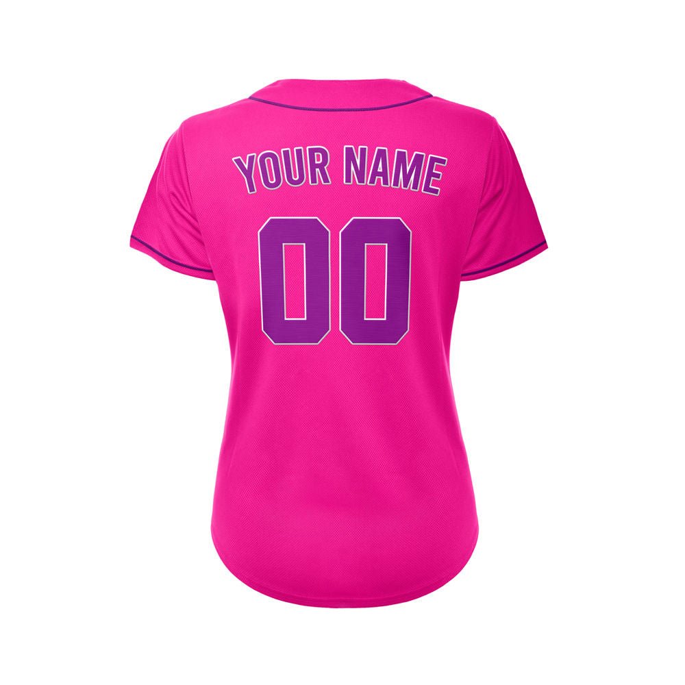 Women's Custom Deep Pink Button Down Baseball Jersey