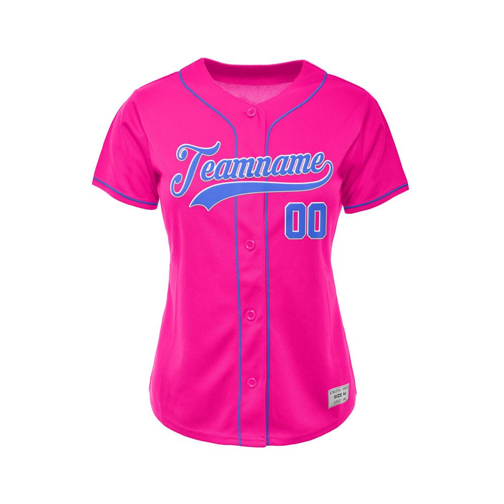 Women's Custom Deep Pink Button Down Baseball Jersey