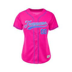 Women's Custom Deep Pink Button Down Baseball Jersey