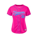 Women's Custom Deep Pink Button Down Baseball Jersey thumbnail