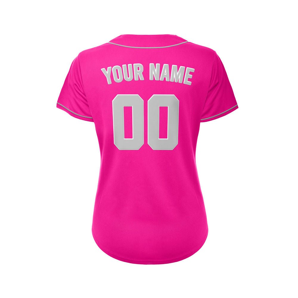 Women's Custom Deep Pink Button Down Baseball Jersey