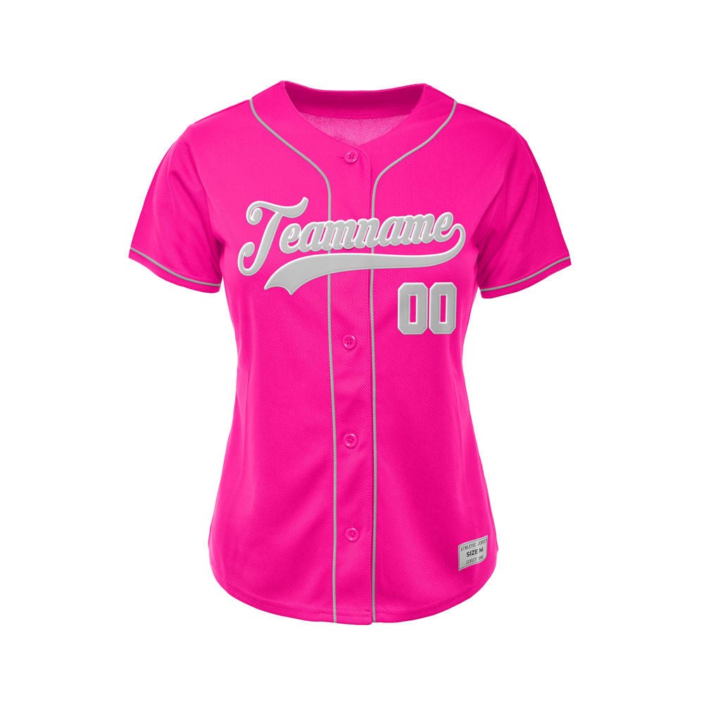 Women's Custom Deep Pink Button Down Baseball Jersey