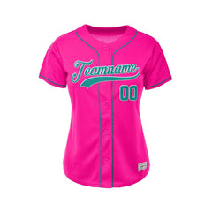 Women's Custom Deep Pink Button Down Baseball Jersey