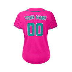 Women's Custom Deep Pink Button Down Baseball Jersey