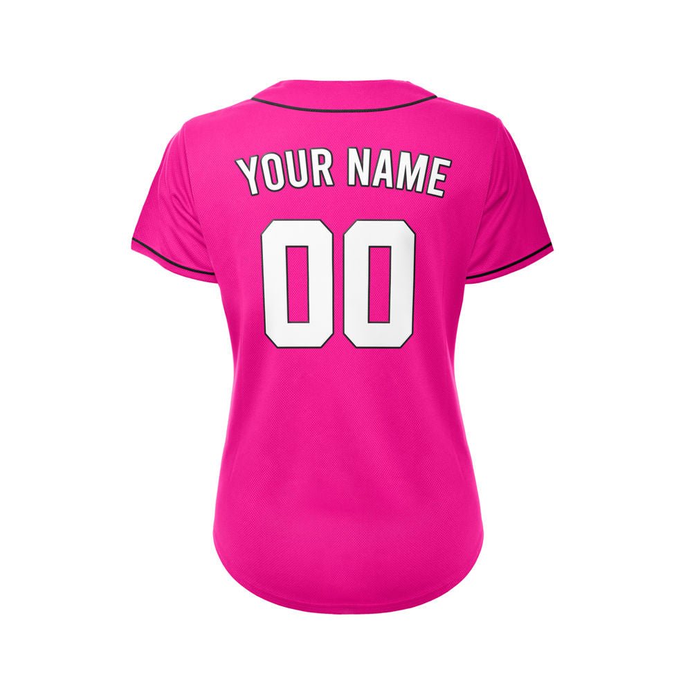 Women's Custom Deep Pink Button Down Baseball Jersey