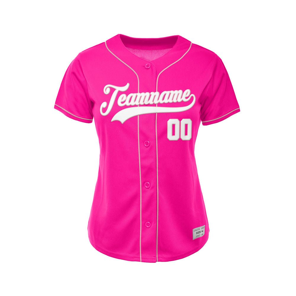 Women's Custom Deep Pink Button Down Baseball Jersey