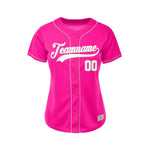 Women's Custom Deep Pink Button Down Baseball Jersey thumbnail