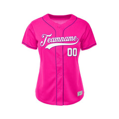 Women's Custom Deep Pink Button Down Baseball Jersey