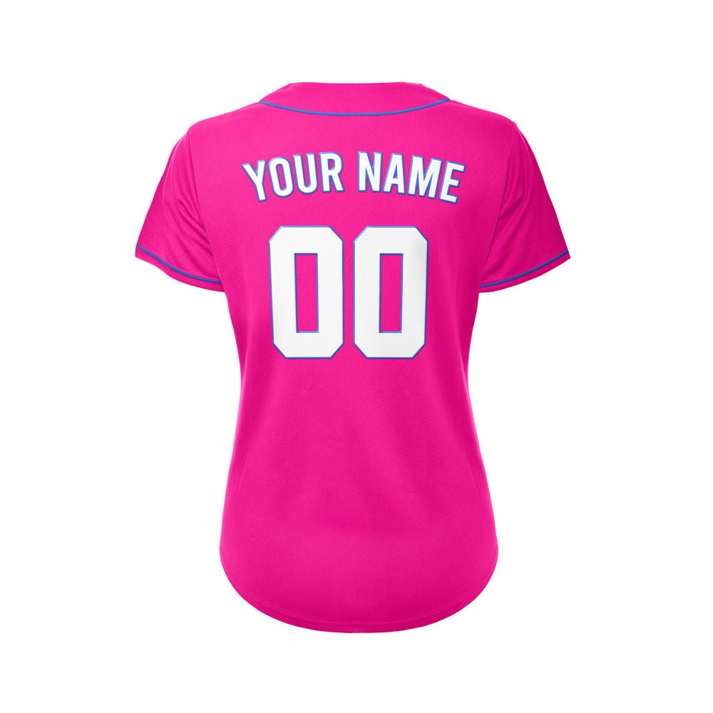 Women's Custom Deep Pink Button Down Baseball Jersey