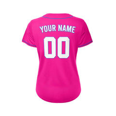 Women's Custom Deep Pink Button Down Baseball Jersey