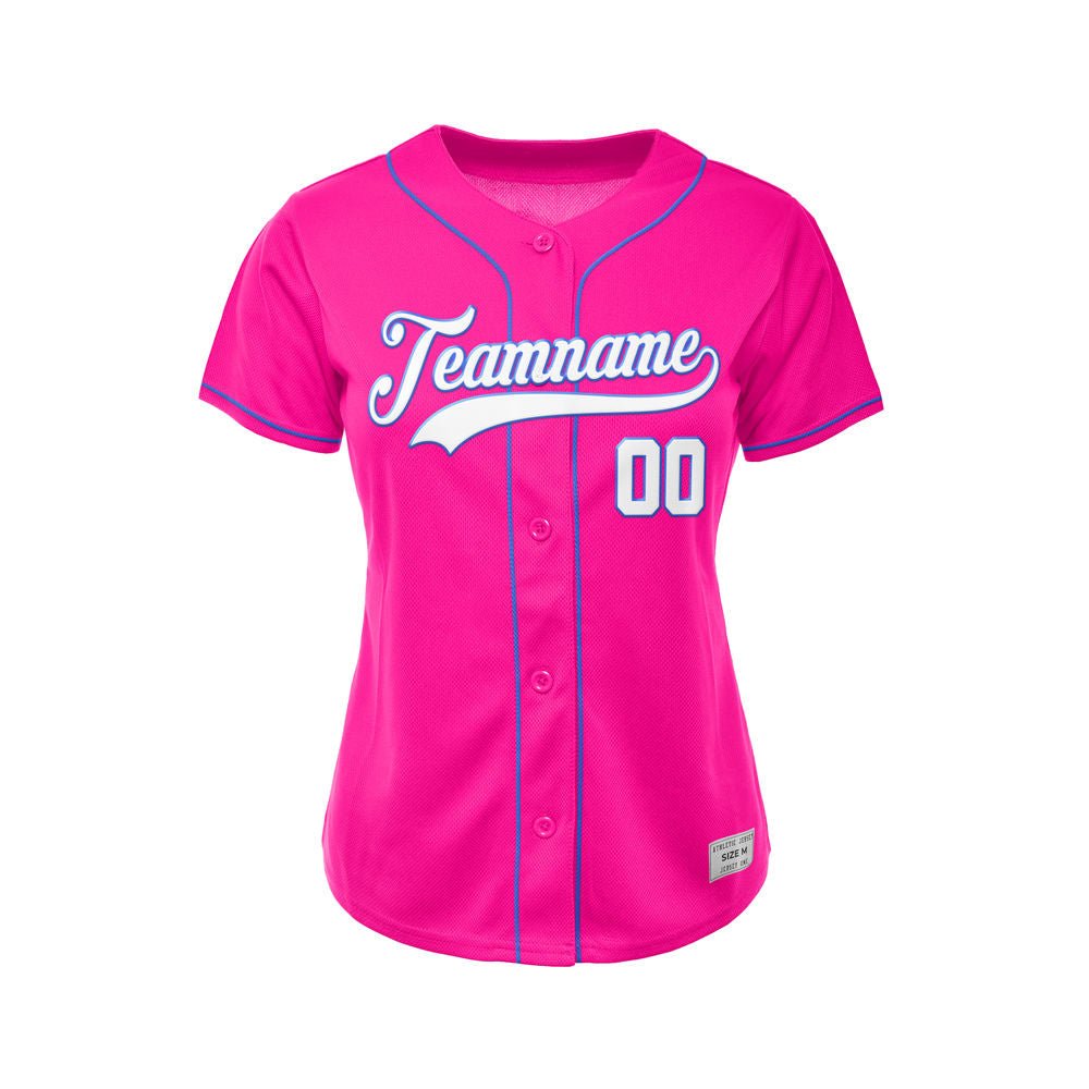 Women's Custom Deep Pink Button Down Baseball Jersey